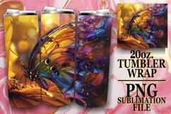Sparkle Butterfly Pattern Tumbler Wrap PNG 20oz Product Image 1