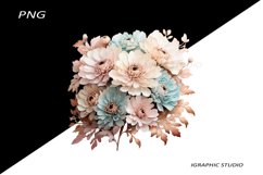 Rose Gold and Teal Chrysanthemum PNG Product Image 1