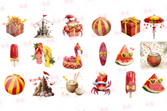 Watercolor Christmas In July Clipart - Set of 55 Png Bundle Product Image 2