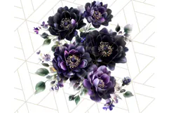 Gothic Floral PNG, Dark Aesthetic Flowers Clipart Print Product Image 5