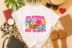 No Stress, Just Coconuts Glitter Tropical PNG Sublimation Product Image 2