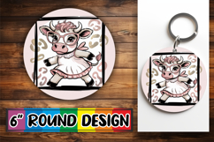 Playful Circle Car Coaster Design, Cute Cow Product Image 1