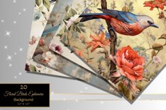 Shabby Chic Vintage Birds &amp; Floral Digital Paper Mixed Media Product Image 2