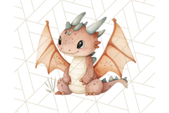 Watercolor Baby Dragon Clipart, Cute Nursery Fantasy PNG Product Image 3