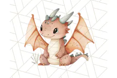 Watercolor Baby Dragon Clipart, Cute Nursery Fantasy PNG Product Image 3