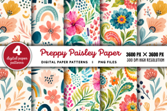 Bright Preppy Paisley Digital Paper PNG Product Image 1