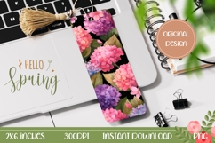 Pink Hydrangea Bookmark Design, Floral Bookmark PNG Product Image 1