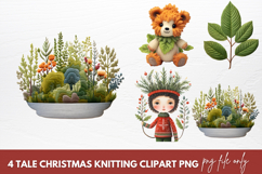Tale Christmas Knitting Sublimation Clipart PNG Product Image 1