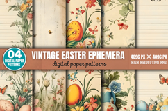 Vintage Easter Ephemera Digital Paper PNG Product Image 1
