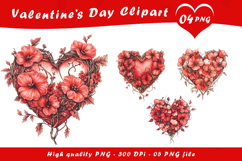 Valentine Day Floral Heart Clipart PNG Product Image 1