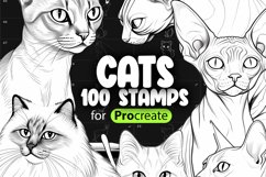 100 Procreate Cats Stamp Brushes Product Image 1