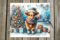 Christmas cow | 4 retro xmas Sublimation Tumbler designs Product Image 5