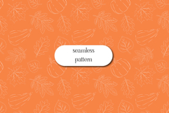 Minimal Autumn Outline Pattern with Leaves and Pumpkins Product Image 1