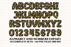 Black and Gold Alphabet png clipart, gold letters doodle Product Image 3