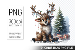 Cute Christmas Reindeer, Christmas Clipart PNG File Product Image 1