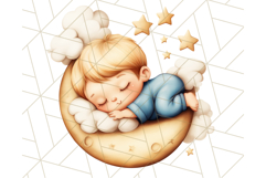 Sleeping Baby on Moon PNG, Cute Night Sky Baby Clipart Png Product Image 5