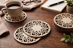 Round Monogram Coaster SVG - Laser Cut Blank Ornament File Product Image 1
