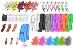 Clipart Tulips, Fashionable Girl with Tulips. Product Image 2