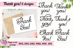 Thank you calligraphy hand lettering cut file svg pdf png Product Image 1