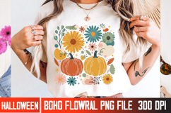 Fall Floral Halloween Vector | Spooky Autumn T-Shirt Design Product Image 3
