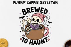 Funny Coffee Skeleton PNG Spooky Halloween Design Product Image 1