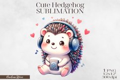 Cute Valentine&#039;s day Hedgehog PNG. Product Image 1