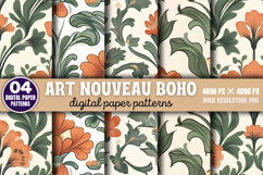 Art Nouveau Boho Pattern Digital Paper Background PNG Product Image 1