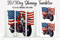 Dog Skull Ride An American Flag - Tumbler Sublimation Design Product Image 1