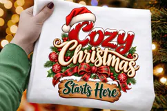 Cozy Christmas Starts Here Cute Holiday Typography PNG Product Image 3