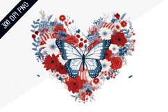 Butterfly And Floral Heart - 4Th Of July Sublimation Design Product Image 1