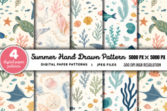 Summer Beach Hand Drawn Pattern JPG Product Image 1