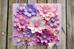 3D papercut pink & purple Flowers | 8 Skinny tumbler designs Product Image 9