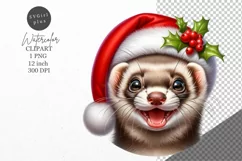 Christmas clipart, Ferret clipart, Winter sublimation Product Image 1