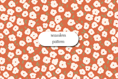 Seamless Floral Pattern, Orange Retro Ditsy Flowers Product Image 1