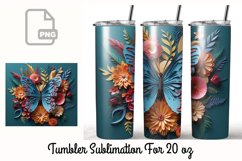 3D Butterfly Flower Tumbler Wrap PNG Product Image 1