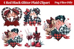 Red Black Glitter Plaid Clipart PNG Product Image 1