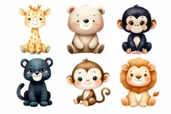 Cute Woodland Animals Watercolor Clipart Product Image 9