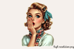 Vintage Retro Girls Clipart PNG Product Image 1