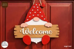 Valentine Gnome Door Sign Laser Cut | Door Hanger | SVG Product Image 1