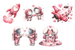 Valentine’s Day Astronauts Watercolor Clipart Product Image 9