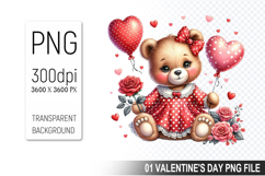 Cute Bear Sublimation, Valentine&#039;s Digital Clipart PNG Product Image 1