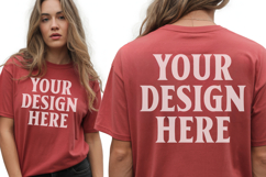 Heather Red Christmas Bella Canvas 3001 Front And Back Mocku Product Image 1