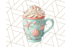 Coral and Aqua Christmas Clipart PNG, Pastel Holiday Art Product Image 5