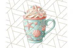 Coral and Aqua Christmas Clipart PNG, Pastel Holiday Art Product Image 5