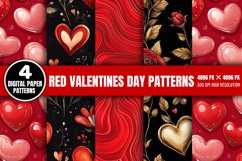 Red Valentines Day Patterns Bundle PNG Product Image 8