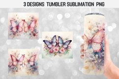 Butterflies Shabby Chic Tumbler Wrap Sublimation Design Product Image 1