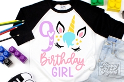 Nine Birthday Unicorn SVG - 9th Birthday Unicorn Shirt PNG Product Image 2