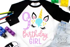 Nine Birthday Unicorn SVG - 9th Birthday Unicorn Shirt PNG Product Image 2