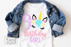 Nine Birthday Unicorn SVG - 9th Birthday Unicorn Shirt PNG Product Image 3