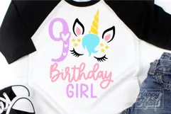 Nine Birthday Unicorn SVG - 9th Birthday Unicorn Shirt PNG Product Image 4